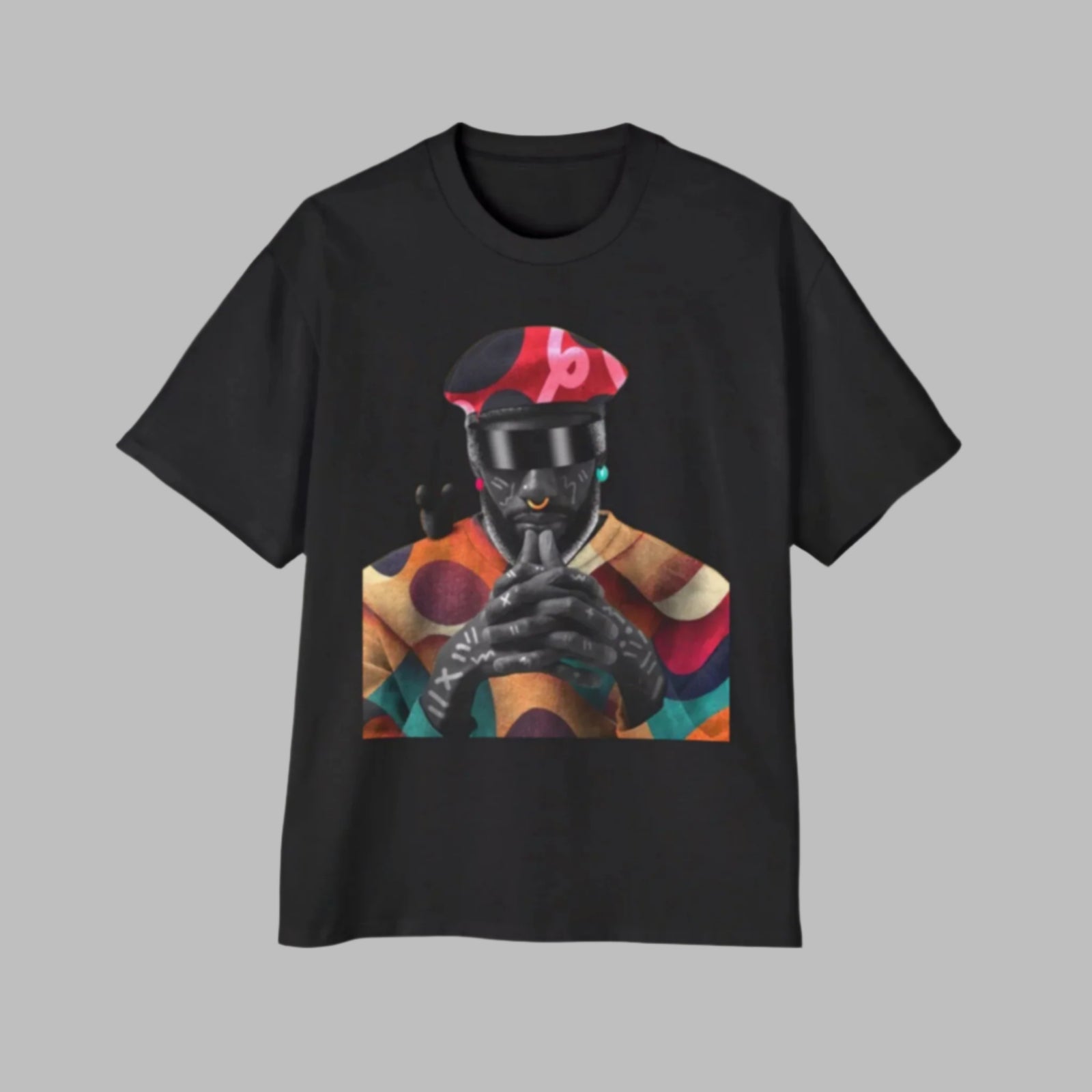 Graphic Oversized Tee - Colorful Retro Art Design