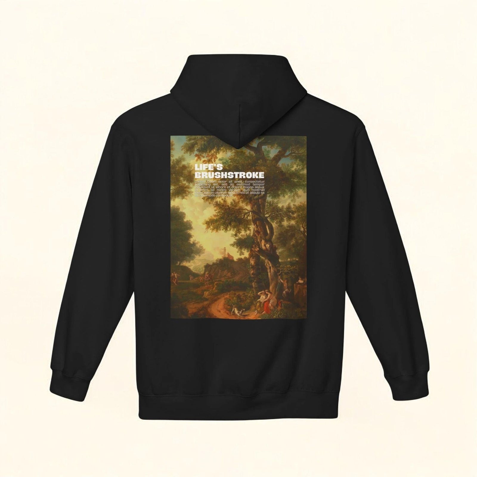 Life's Brushstroke black graphic hoodie
