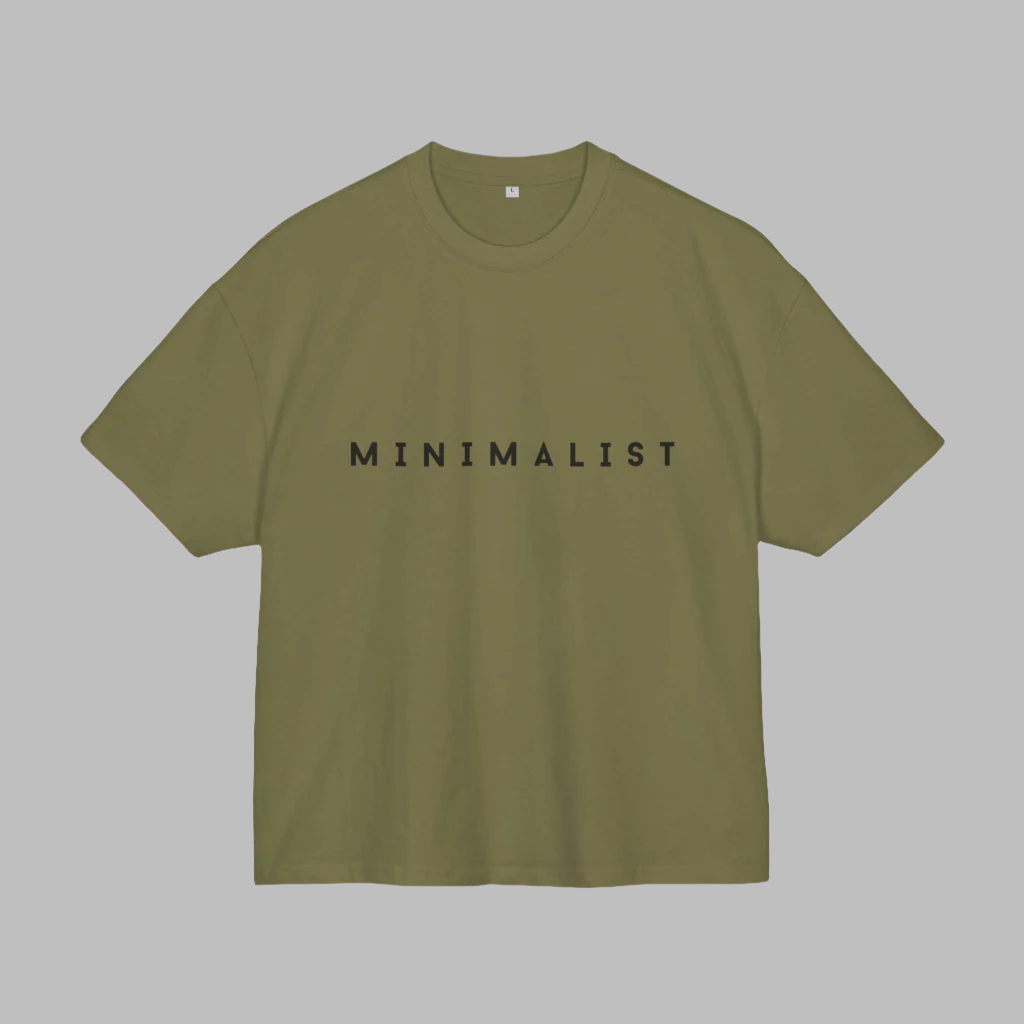 Oversized Tee - Olive Minimalist Unisex Cotton Box Tee