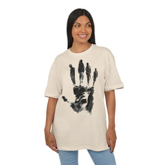 Premium Artistic Oversize Tee - Handprint Design for Creative Souls