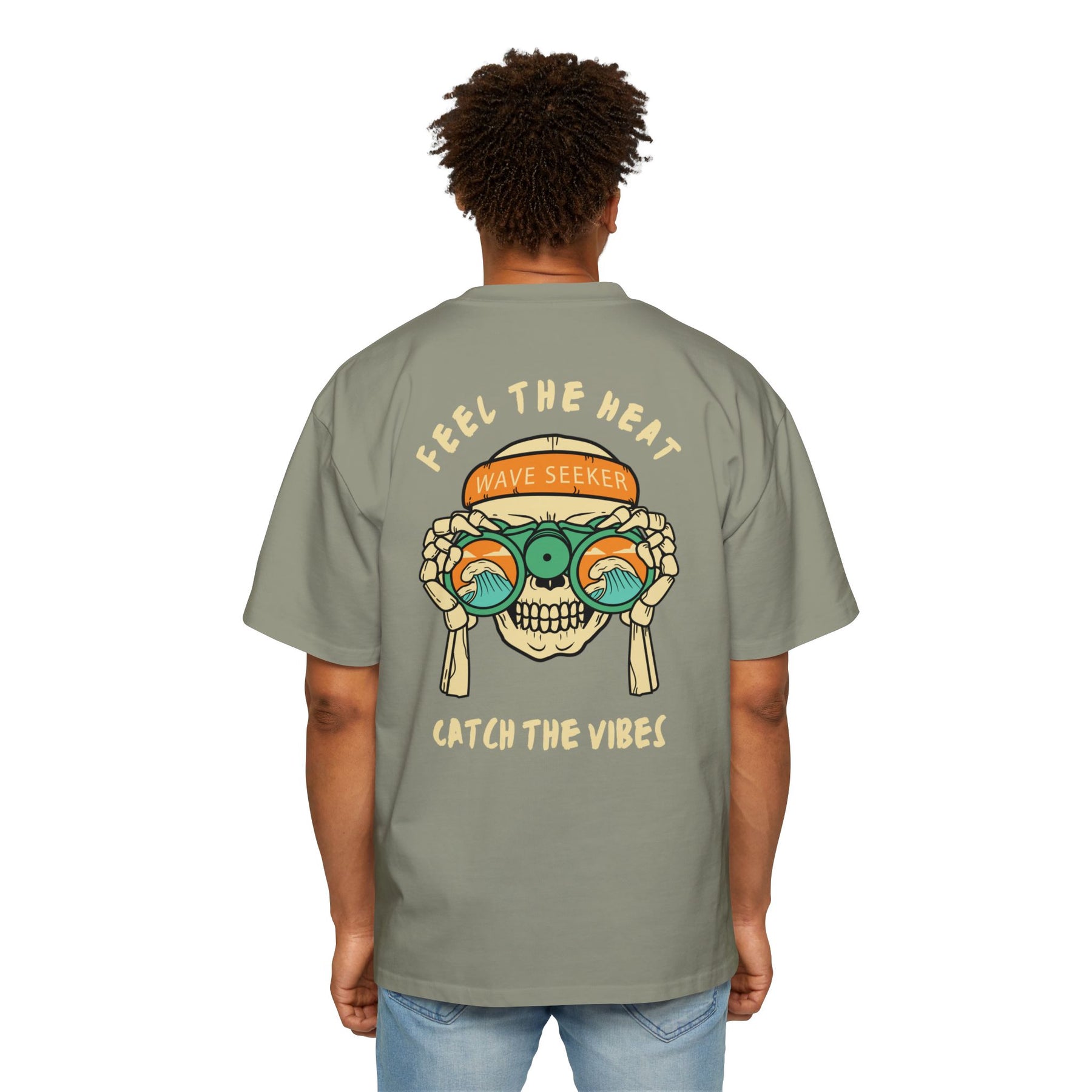 Bottom of the shirt says "Catch the Vibes" Oversized Tee  - Comfortable and Stylish