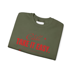 Chill Vibes Unisex Crewneck Sweatshirt, Take It Easy Gift for Relaxation, Cozy Loungewear, Cool Weather Wear, Casual Style Sweater