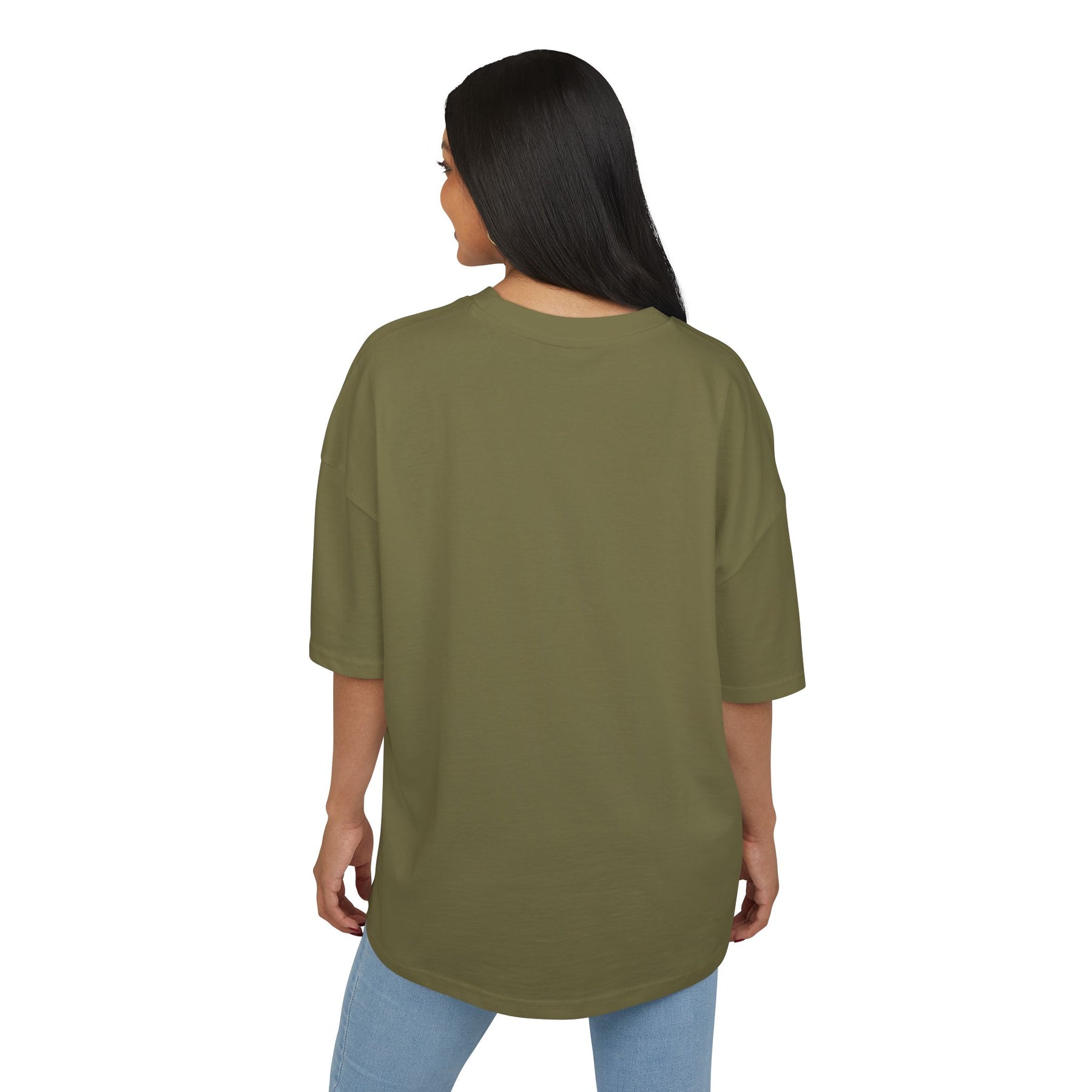 Oversized Tee - Olive Minimalist Unisex Cotton Box Tee