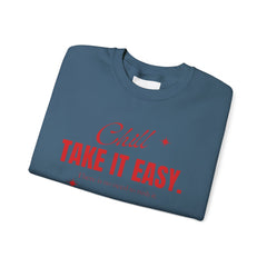 Chill Vibes Unisex Crewneck Sweatshirt, Take It Easy Gift for Relaxation, Cozy Loungewear, Cool Weather Wear, Casual Style Sweater