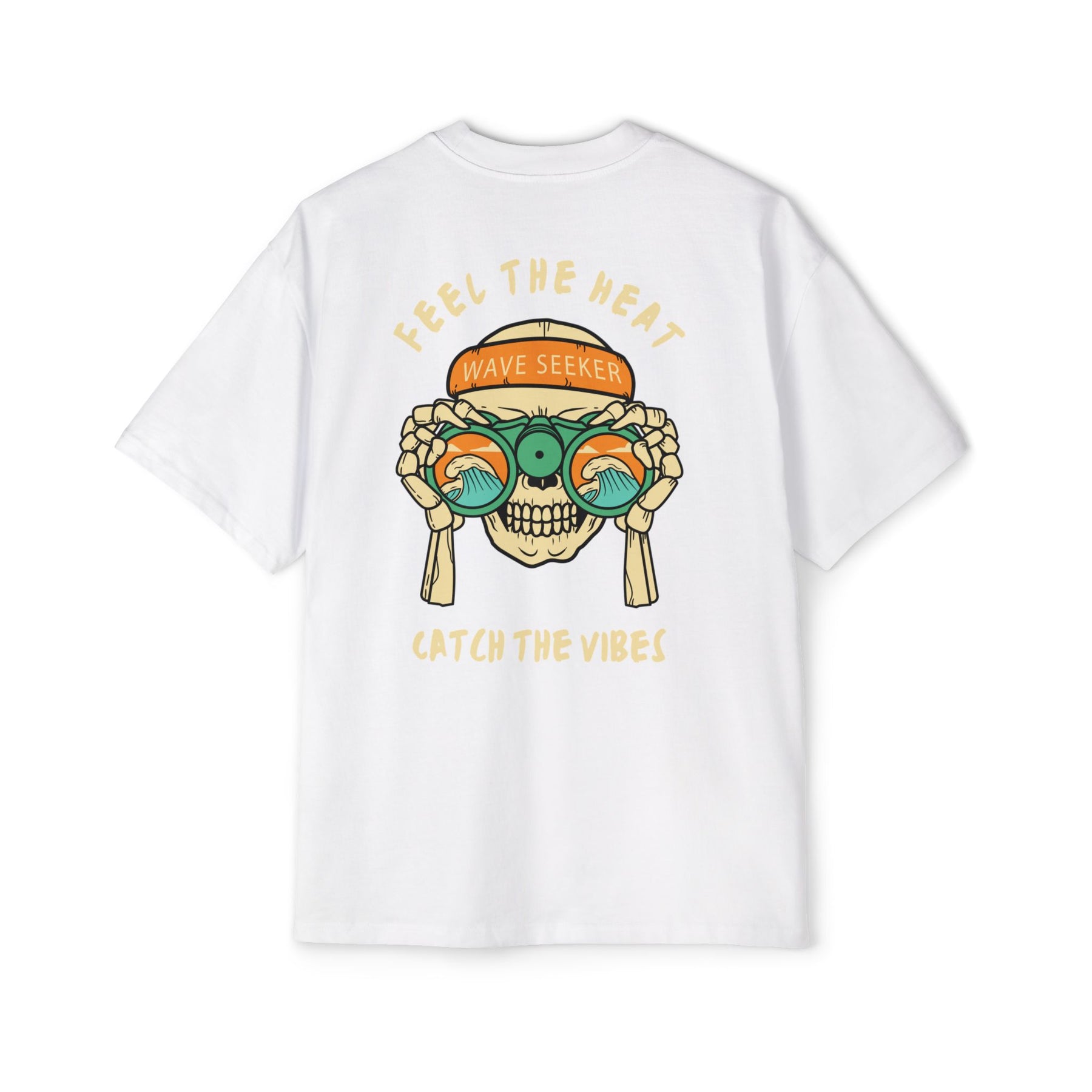Bottom of the shirt says "Catch the Vibes" Oversized Tee  - Comfortable and Stylish