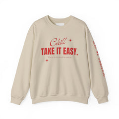 Chill Vibes Unisex Crewneck Sweatshirt, Take It Easy Gift for Relaxation, Cozy Loungewear, Cool Weather Wear, Casual Style Sweater