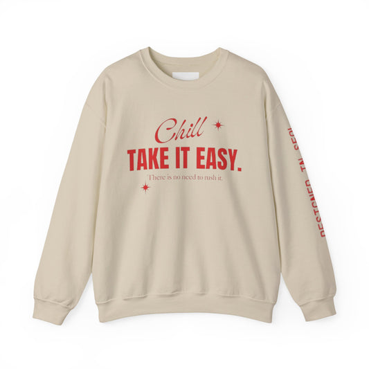 Chill Vibes Unisex Crewneck Sweatshirt, Take It Easy Gift for Relaxation, Cozy Loungewear, Cool Weather Wear, Casual Style Sweater