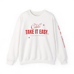 Chill Vibes Unisex Crewneck Sweatshirt, Take It Easy Gift for Relaxation, Cozy Loungewear, Cool Weather Wear, Casual Style Sweater