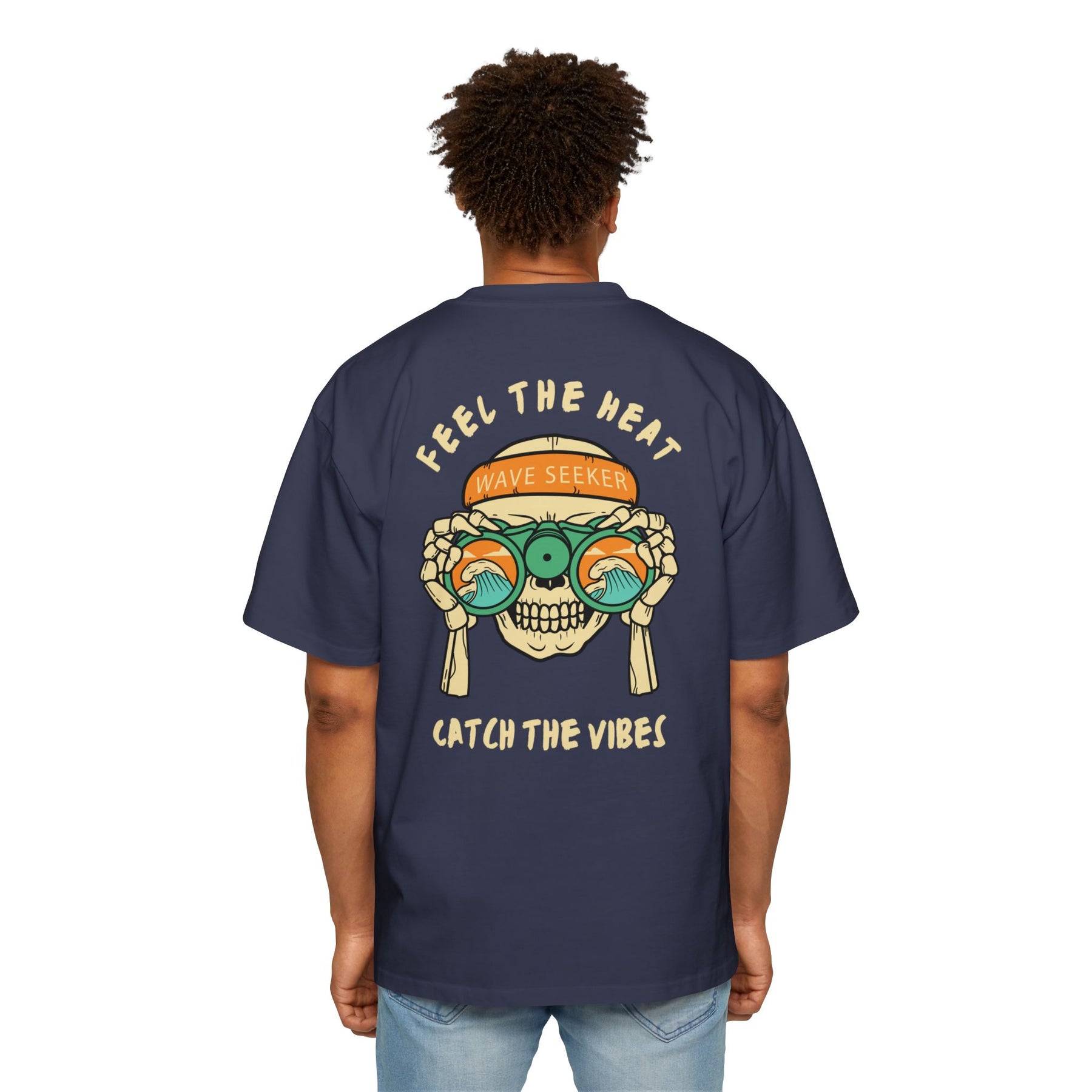 Bottom of the shirt says "Catch the Vibes" Oversized Tee  - Comfortable and Stylish