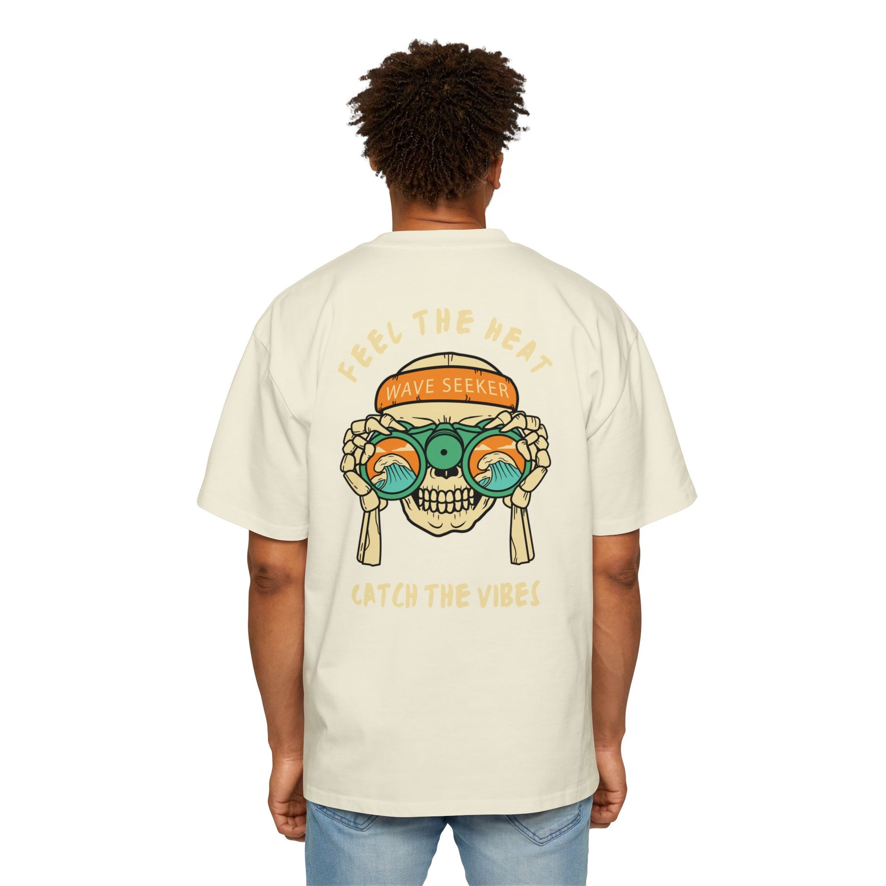 Bottom of the shirt says "Catch the Vibes" Oversized Tee  - Comfortable and Stylish
