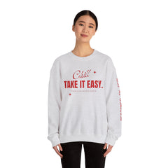 Chill Vibes Unisex Crewneck Sweatshirt, Take It Easy Gift for Relaxation, Cozy Loungewear, Cool Weather Wear, Casual Style Sweater