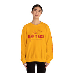 Chill Vibes Unisex Crewneck Sweatshirt, Take It Easy Gift for Relaxation, Cozy Loungewear, Cool Weather Wear, Casual Style Sweater