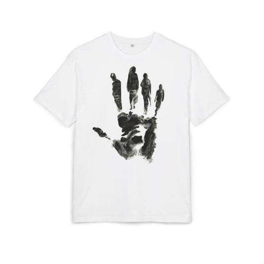 Premium Artistic Oversize Tee - Handprint Design for Creative Souls
