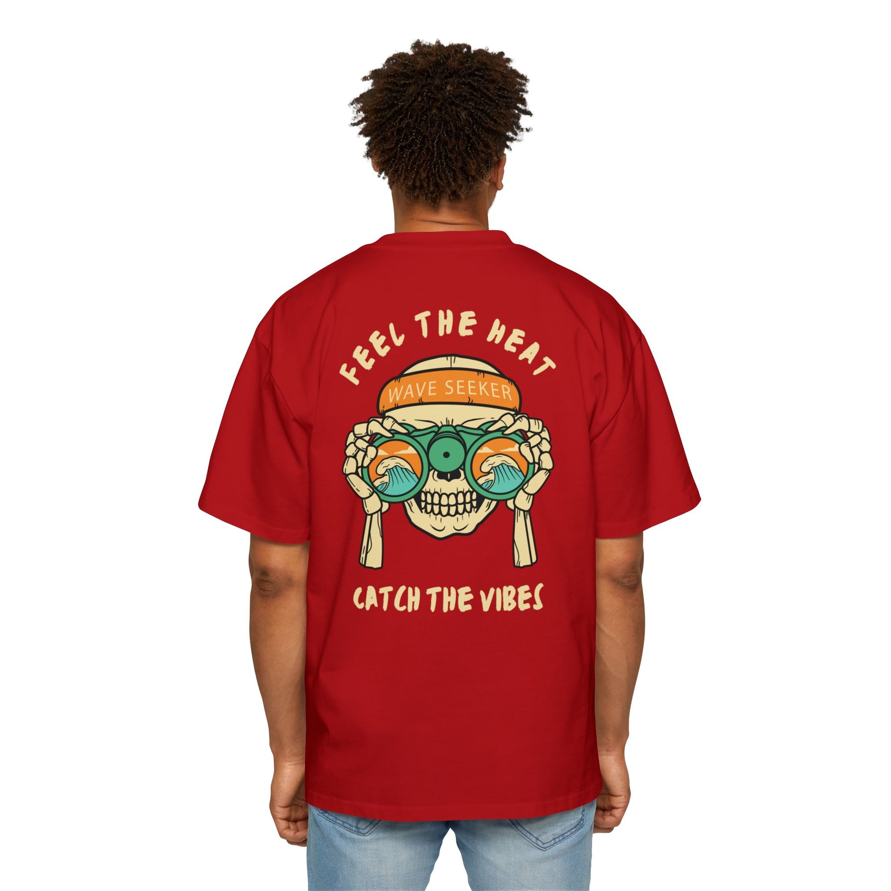 Bottom of the shirt says "Catch the Vibes" Oversized Tee  - Comfortable and Stylish