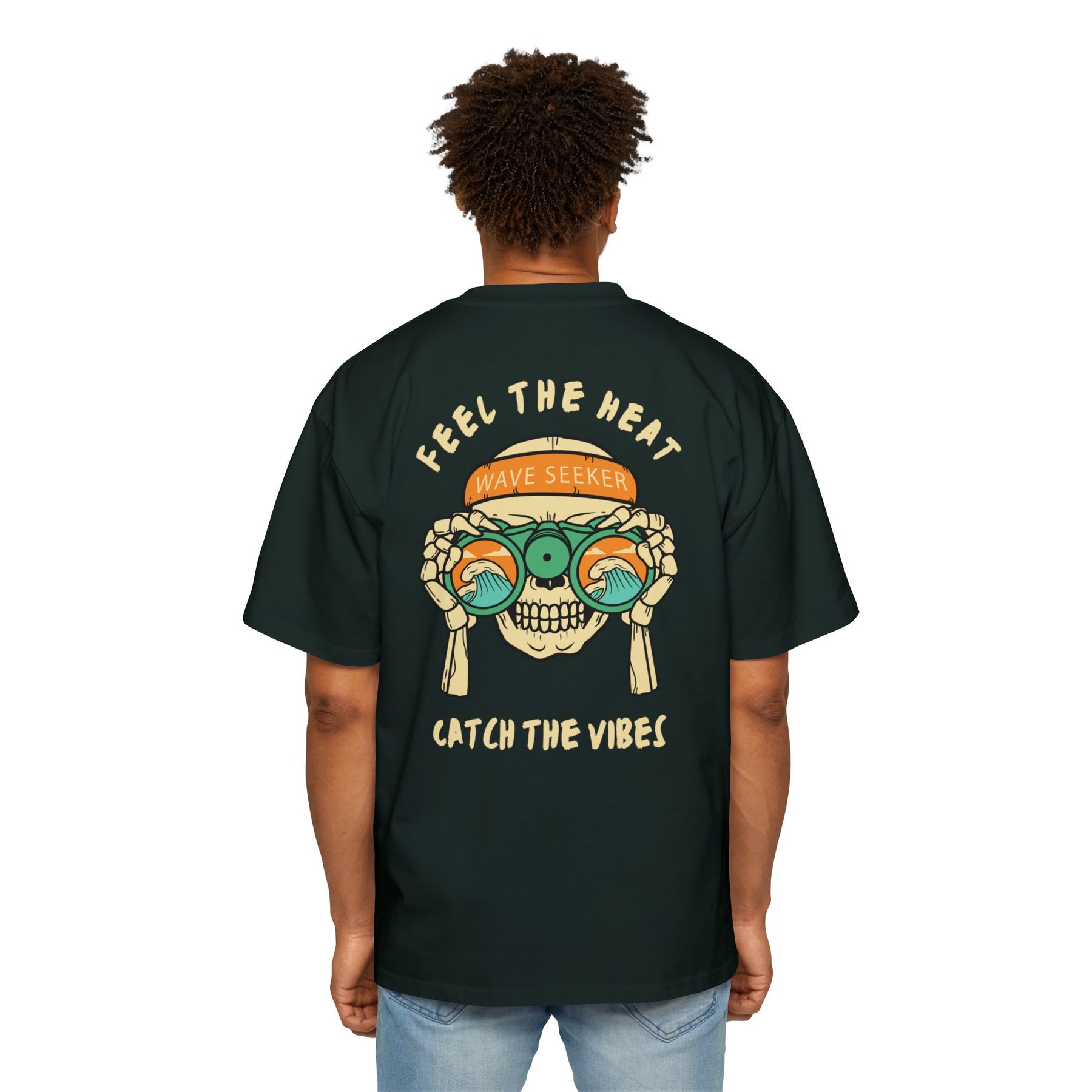 Bottom of the shirt says "Catch the Vibes" Oversized Tee  - Comfortable and Stylish