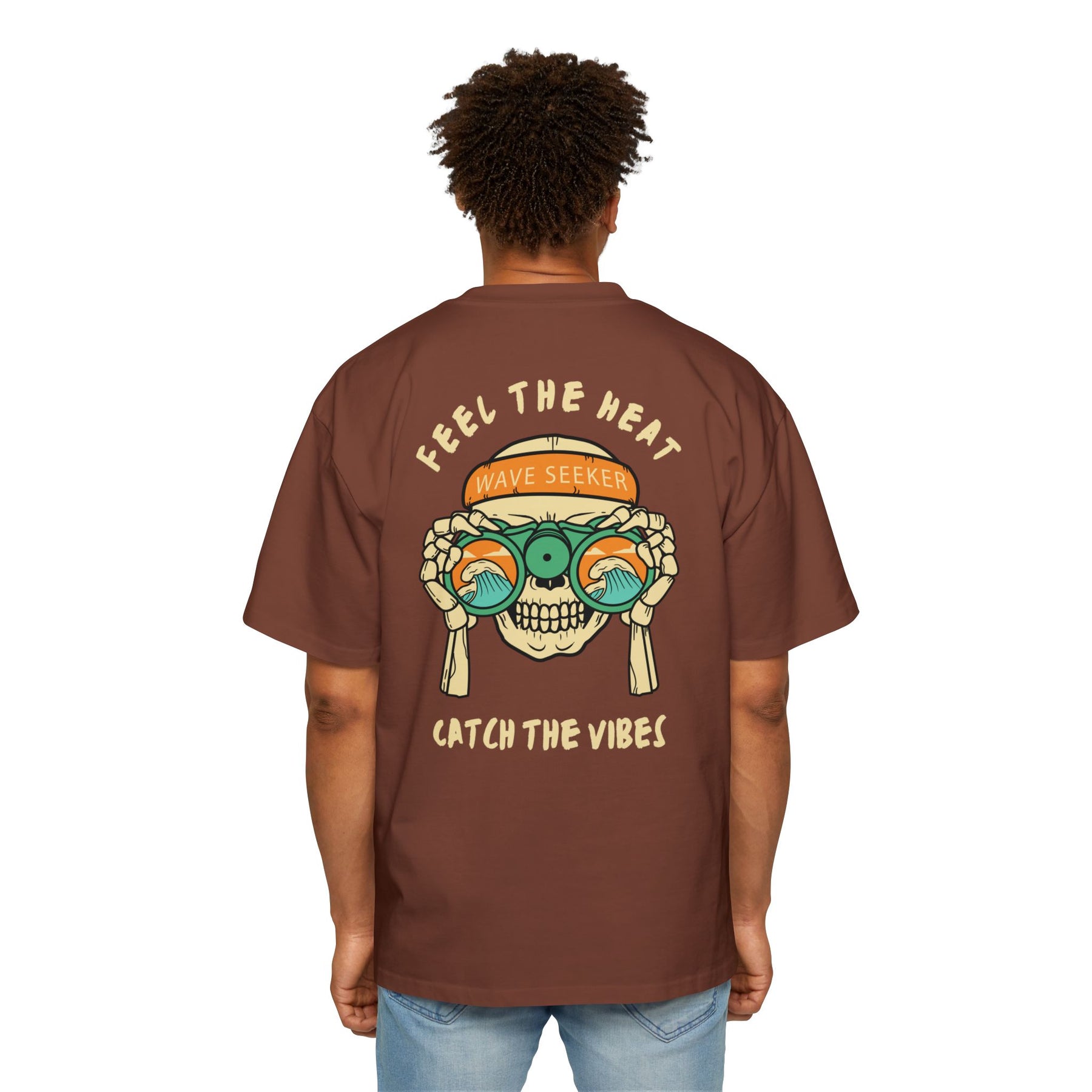 Bottom of the shirt says "Catch the Vibes" Oversized Tee  - Comfortable and Stylish