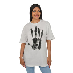 Premium Artistic Oversize Tee - Handprint Design for Creative Souls