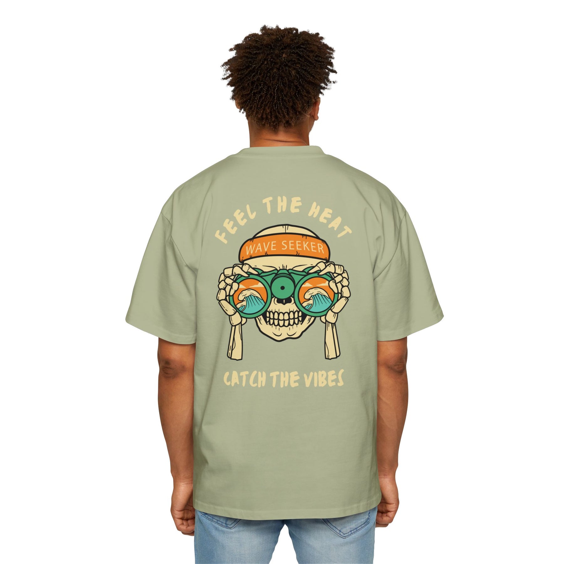 Bottom of the shirt says "Catch the Vibes" Oversized Tee  - Comfortable and Stylish