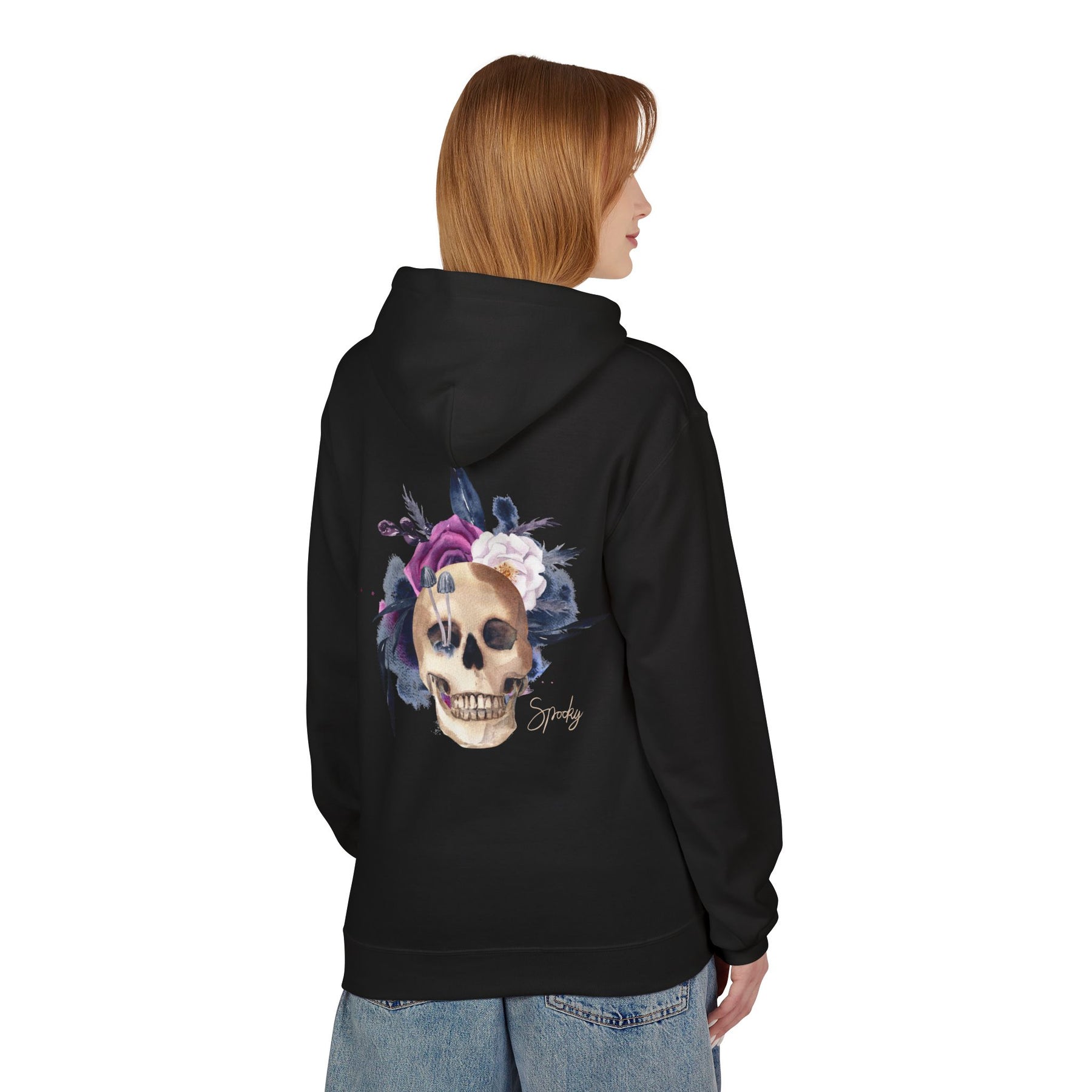 Hip hop Skull with floral design streetwear style Hoodie