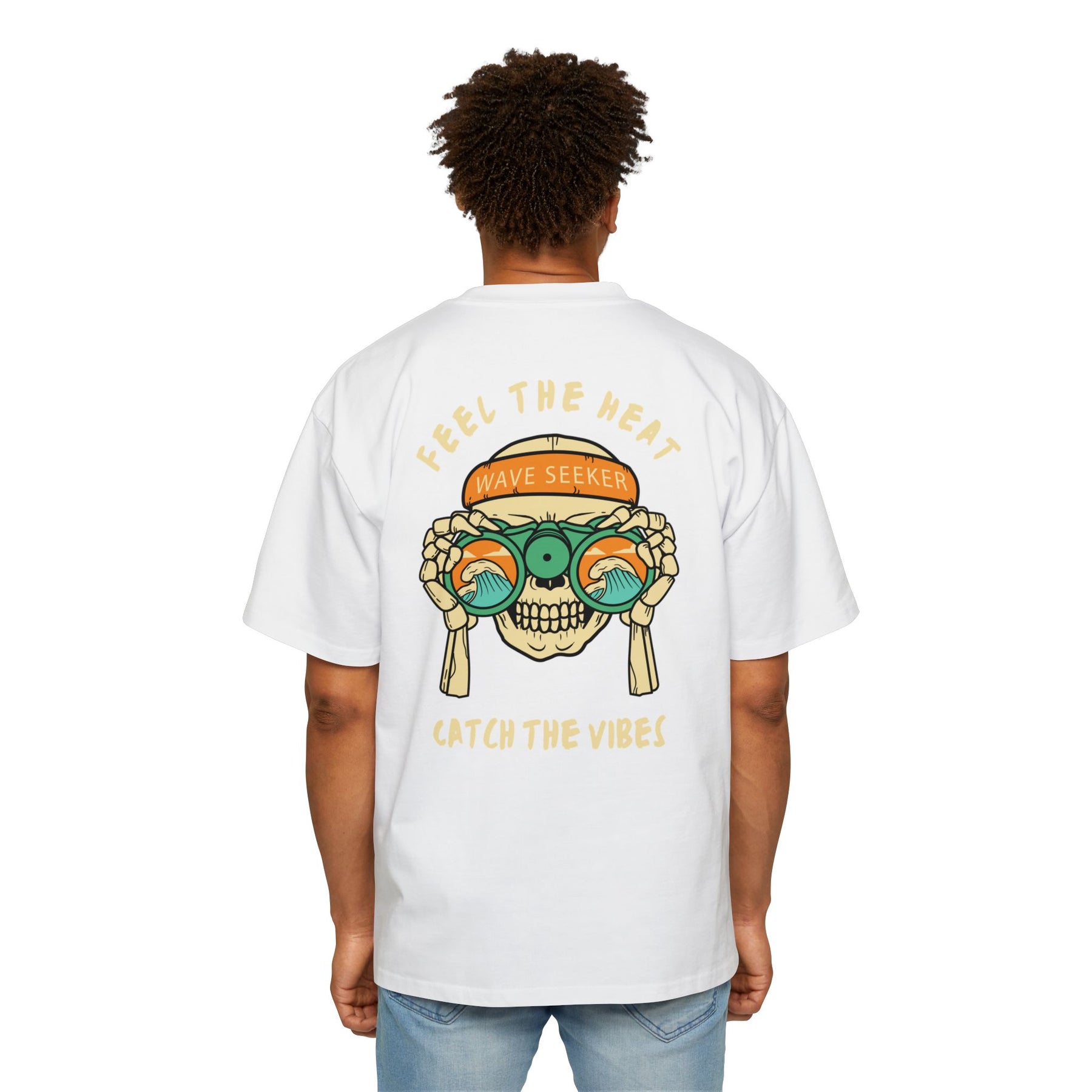 Bottom of the shirt says "Catch the Vibes" Oversized Tee  - Comfortable and Stylish