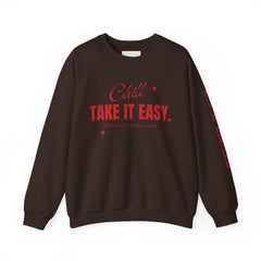 Chill Vibes Unisex Crewneck Sweatshirt, Take It Easy Gift for Relaxation, Cozy Loungewear, Cool Weather Wear, Casual Style Sweater