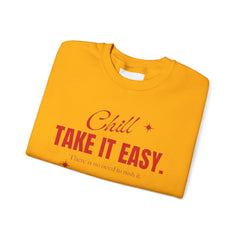 Chill Vibes Unisex Crewneck Sweatshirt, Take It Easy Gift for Relaxation, Cozy Loungewear, Cool Weather Wear, Casual Style Sweater