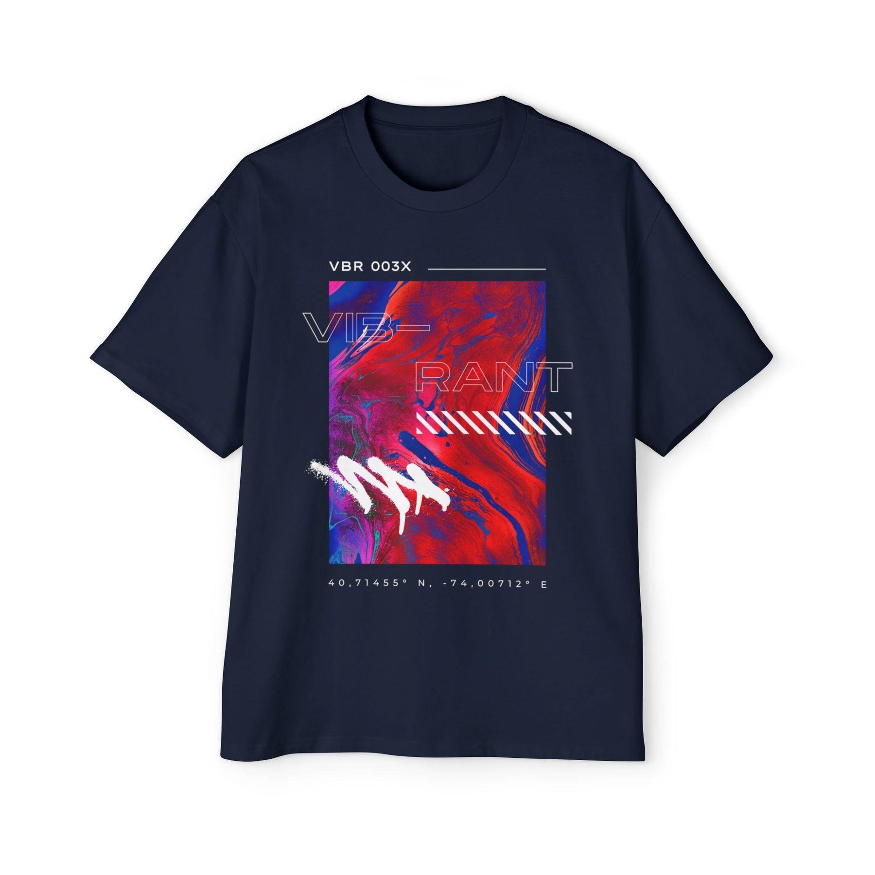 Oversized Tee - Navy Blue Graphic Design