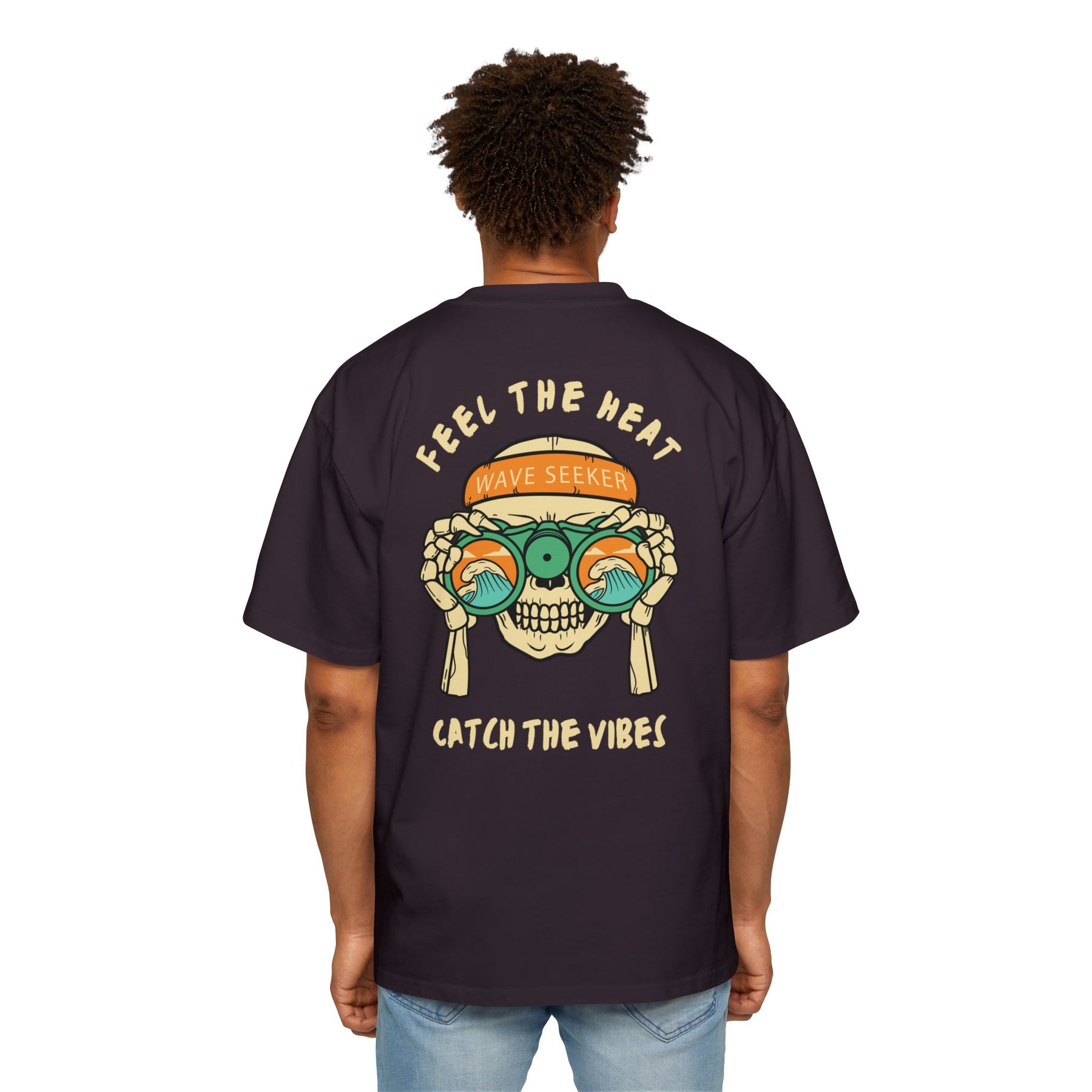 Bottom of the shirt says "Catch the Vibes" Oversized Tee  - Comfortable and Stylish
