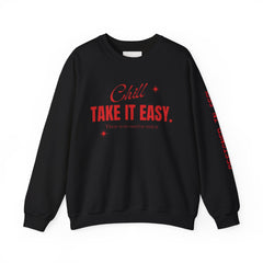 Chill Vibes Unisex Crewneck Sweatshirt, Take It Easy Gift for Relaxation, Cozy Loungewear, Cool Weather Wear, Casual Style Sweater