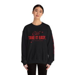 Chill Vibes Unisex Crewneck Sweatshirt, Take It Easy Gift for Relaxation, Cozy Loungewear, Cool Weather Wear, Casual Style Sweater