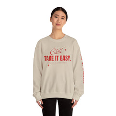 Chill Vibes Unisex Crewneck Sweatshirt, Take It Easy Gift for Relaxation, Cozy Loungewear, Cool Weather Wear, Casual Style Sweater