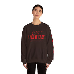 Chill Vibes Unisex Crewneck Sweatshirt, Take It Easy Gift for Relaxation, Cozy Loungewear, Cool Weather Wear, Casual Style Sweater