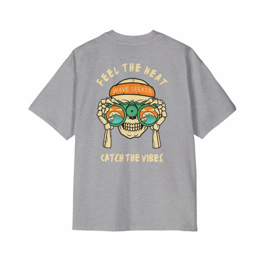 Bottom of the shirt says "Catch the Vibes" Oversized Tee  - Comfortable and Stylish