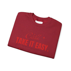 Chill Vibes Unisex Crewneck Sweatshirt, Take It Easy Gift for Relaxation, Cozy Loungewear, Cool Weather Wear, Casual Style Sweater