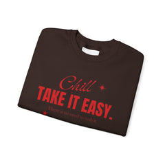 Chill Vibes Unisex Crewneck Sweatshirt, Take It Easy Gift for Relaxation, Cozy Loungewear, Cool Weather Wear, Casual Style Sweater