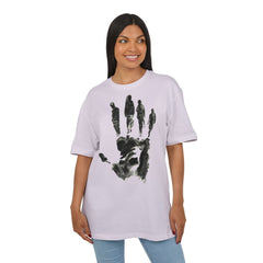 Premium Artistic Oversize Tee - Handprint Design for Creative Souls