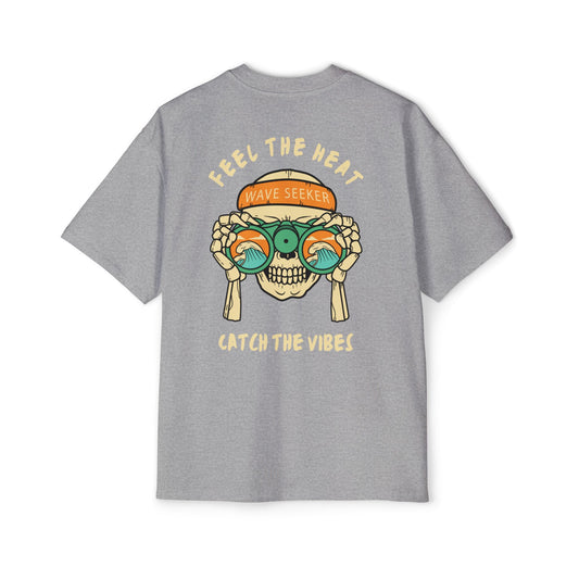 Bottom of the shirt says "Catch the Vibes" Oversized Tee  - Comfortable and Stylish