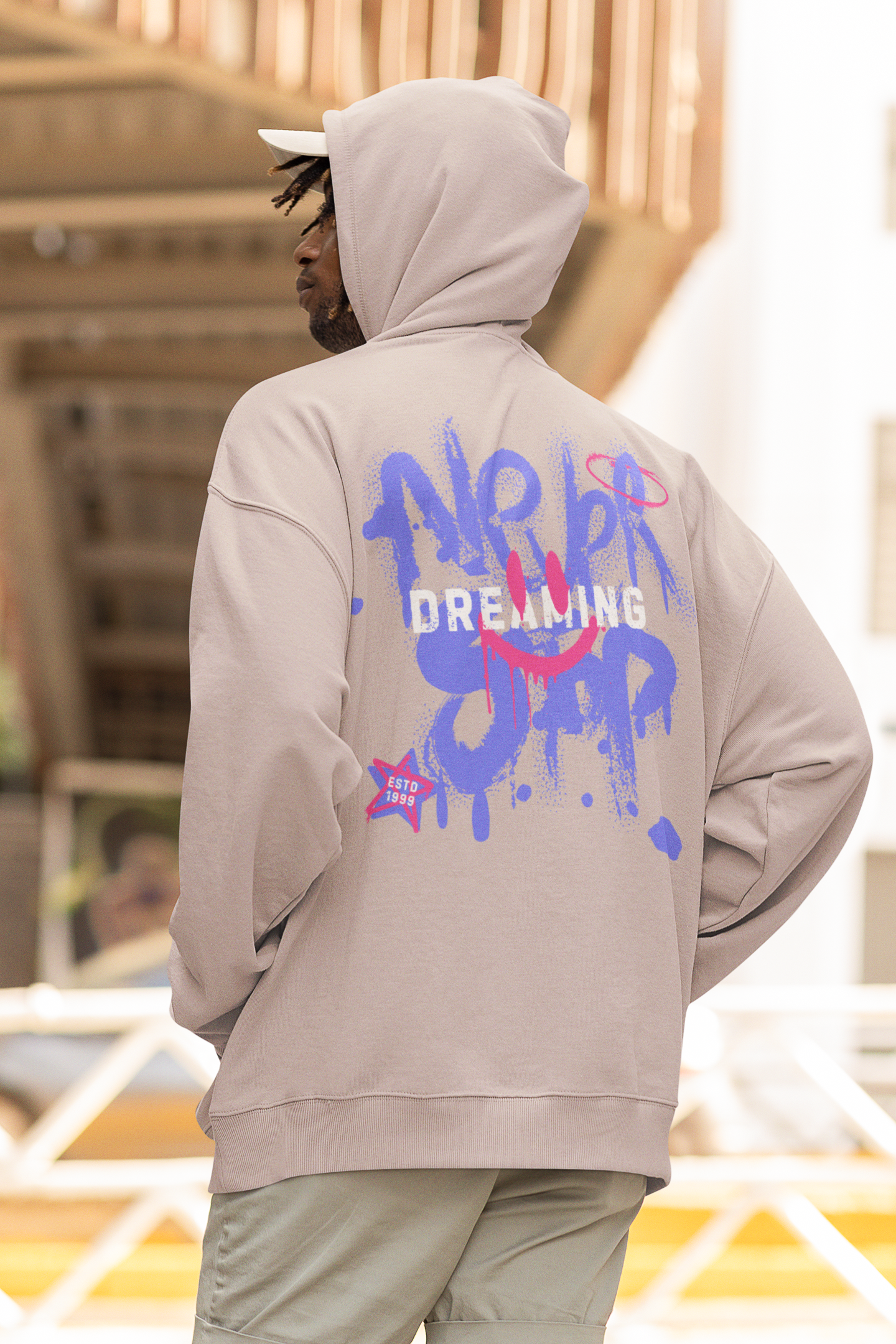 The Sand Color backside  Design Streetwear Hoodie