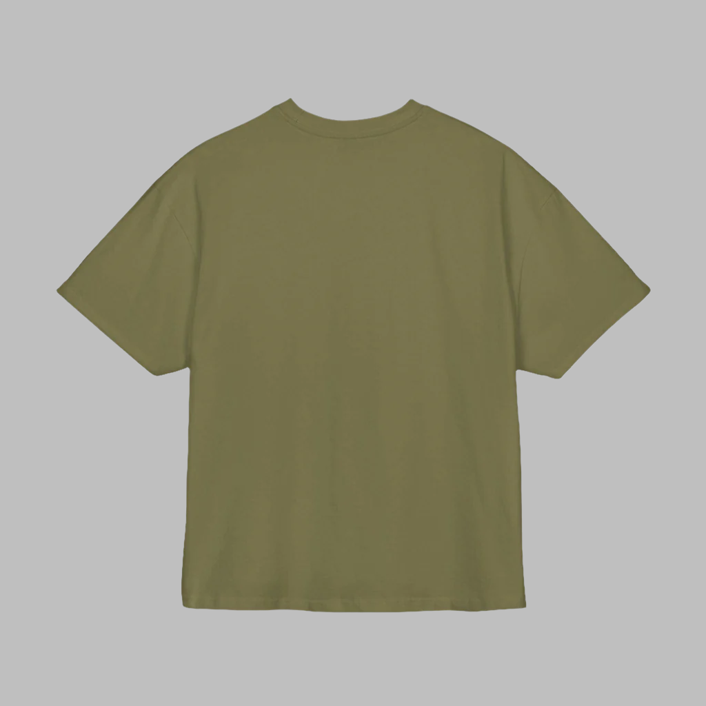 Oversized Tee - Olive Minimalist Unisex Cotton Box Tee