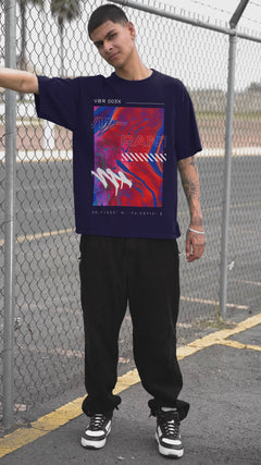 Oversized Tee - Navy Blue Graphic Design